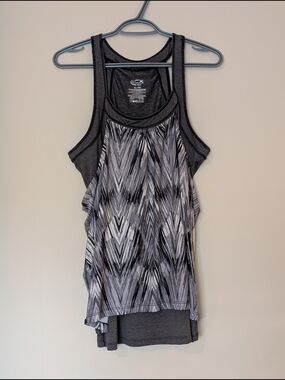 ACX Active, Gray & Black Layered Racerback Tank, Size XL